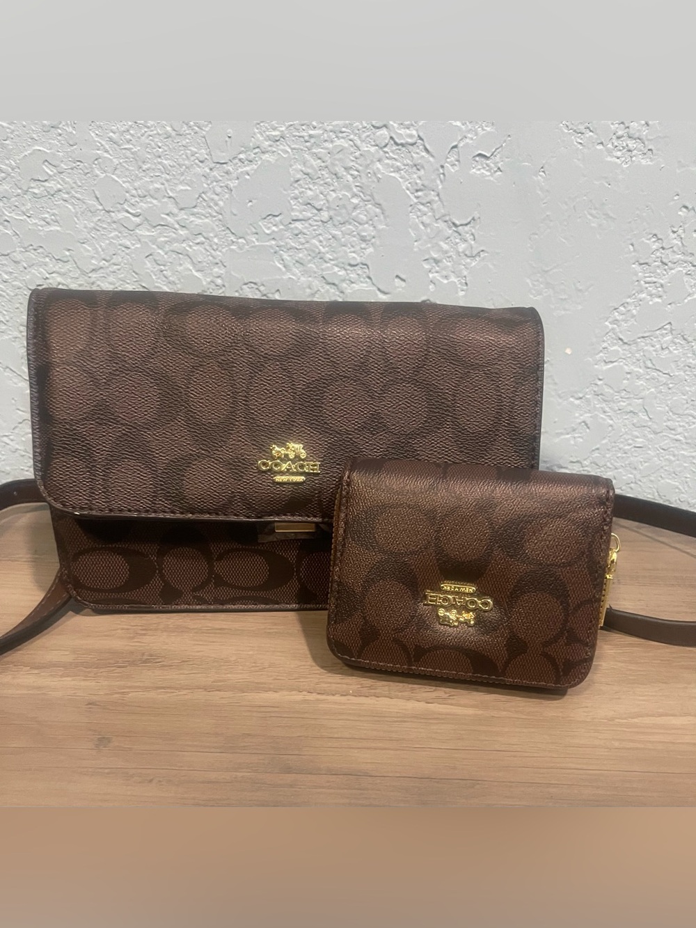 Brown Signature Shoulder Bag Set